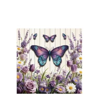 Imagem de Cortina de chuveiro borboleta roxa floral primavera roxa borboleta cortina de chuveiro para banheiro primavera verão tecido lavável cortina de banho natureza decoração de banheira com 12 ganchos 182 x