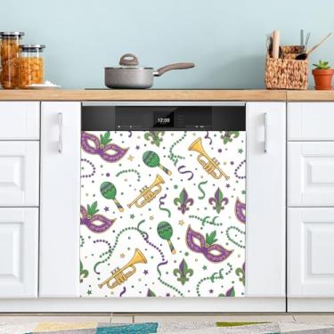 Imagem de ATTX Capa magnética para lava-louças Mardi Gras | Adesivo decorativo de eletrodomésticos de 58 x 66 cm para armários domésticos e eletrodomésticos (310)
