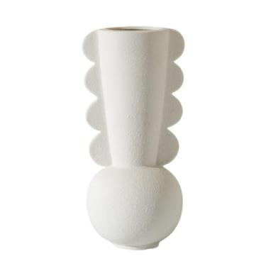 Imagem de Vasos estilo nórdico branco de cerâmica com orelhas duplas para entrada, sala de estar, quarto, mesa de jantar, ornamentos de arranjos de flores, vaso de mesa (B)