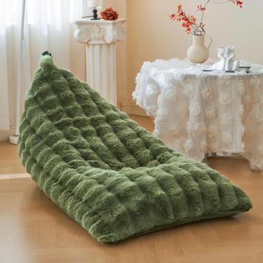 Imagem de LIFEREVO Saco de pufe de pelúcia de pele sintética de coelho (sem enchimento), capa de cadeira macia para crianças adolescentes, espreguiçadeira de chão peludo, organizador de brinquedos de pelúcia