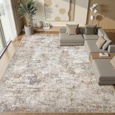 Imagem de Tapetes de área de 10 x 14 para sala de estar: tapete lavável grande neutro abstrato macio, antiderrapante, resistente a manchas, tapete interno para quarto, sala de jantar, berçário, escritório, sala