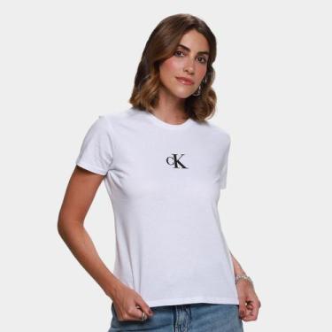 Imagem de Camiseta Calvin Klein Rubber Patch Feminina, Branco, P