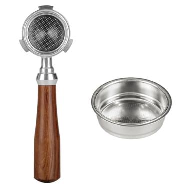 Imagem de Dioche 51mm de Aço Inoxidável Sem Fundo Portafilter, Compatível Com Máquinas EC680 EC685 Delonghiespresso, Alça de Pau -rosa (cesta de (EC680 2 cesta de filtro incluído)