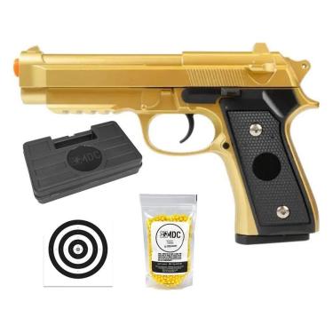 Imagem de Pistola De Vg Pt92 V22 Gold Mola 6mm - Rossi + Kit