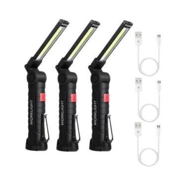 Imagem de Lanterna LED COB Magnética Recarregável Portátil USB Para Camping Com 