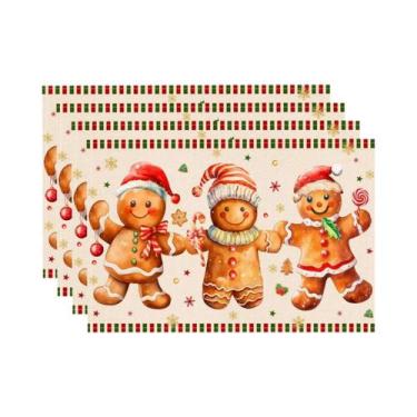 Imagem de Sousplats De Natal Em Linho Com Estampa De Papai Noel 20x25cm Decoraçã
