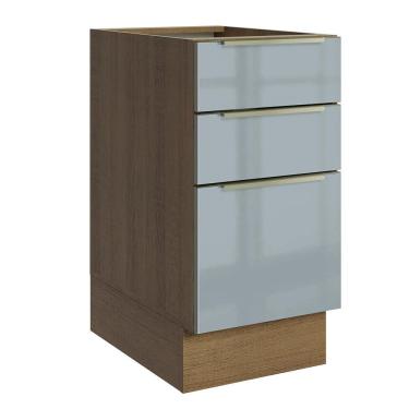Imagem de Balcão De Cozinha 40 Cm 3 Gavetas (sem Tampo) Rustic/cinza Lux Madesa Rustic/cinza