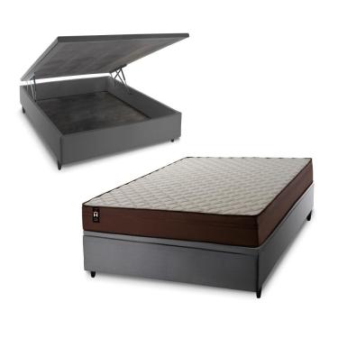 Imagem de Cama Box Baú Atlanta 138x188 Cinza Espuma D45 King House
