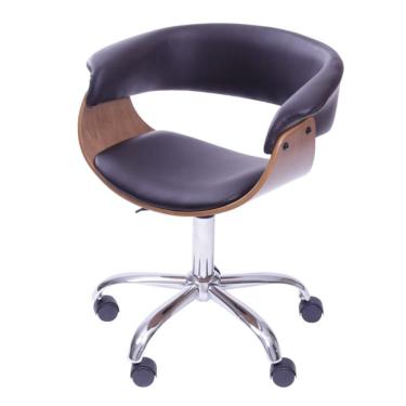 Imagem de Cadeira de Escritório Secretária Elba Preta e Madeira