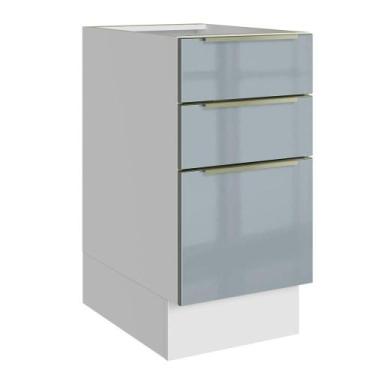 Imagem de Balcão de Cozinha 40 cm 3 Gavetas (Sem Tampo) Branco/Cinza Lux Madesa,