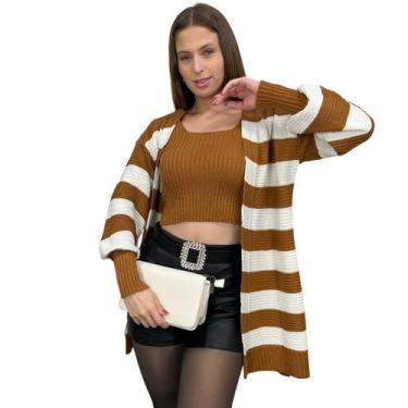 Imagem de Conjunto Tricô Feminino Twin Set Kimono Cropped Inverno - GIP ECOMMERC