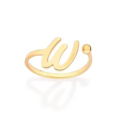 Imagem de Anel Rommanel Letra Ajustável Folheado a Ouro 513440, Dourado, 14