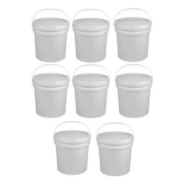 Imagem de Kit 8 Baldes Plástico Alimentício 20 Litros Multiuso C/tampa - Jaguar