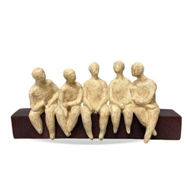 Imagem de Escultura Decorativa Homens Sentados em Resina 38cm TMN3041 BTC