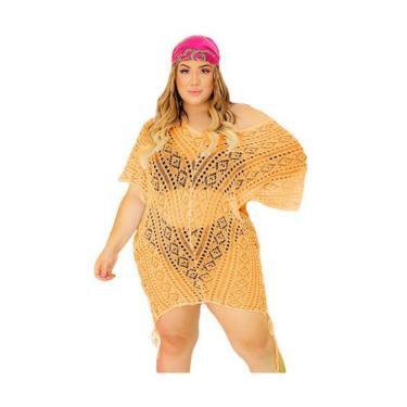 Imagem de Saída de Praia Plus Moda Verão Gola V Vestido Canga Ombro - PLUS MESMO