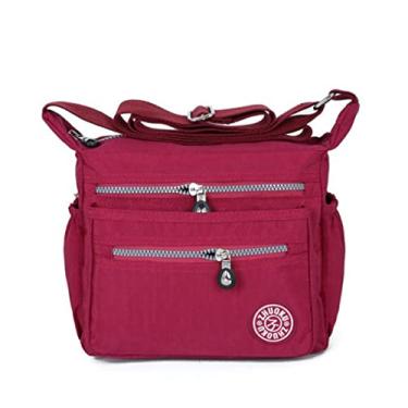 Imagem de JXGSGOGO Bolsas Transversais femininas com vários bolsos casuais à prova d'água, Vermelho escuro, M, Macia