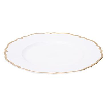 Imagem de Mimo Style Sousplat Marselha Branco Com Bordas Douradas, Material Polipropileno Com Boa Estabilidade Térmica e de Excelente Qualidade, Moderno e Versátil, Ideal Para Mesa Posta, Mede 33cm