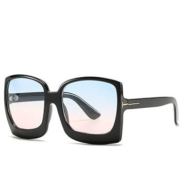 Imagem de Óculos de sol femininos superdimensionados fashion designer plástico feminino moldura grande gradiente óculos de sol uv400 gafas de sol mujer, C2, A