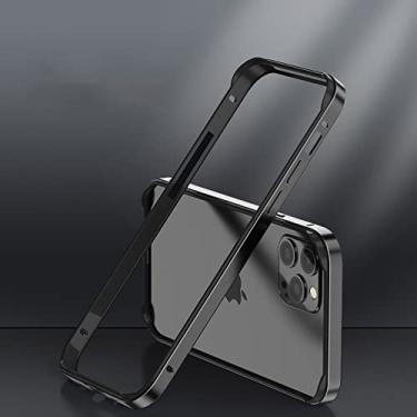 Imagem de Para capa protetora para iphone 14 13 12 11 pro xs max se x xr 7 8 plus liga de alumínio metal silicone anticolisão moldura de telefone, preto, para iphone 12 pro