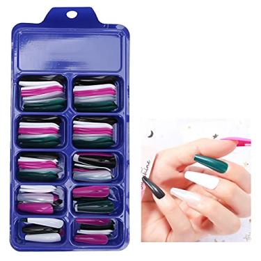 Imagem de Unhas Extra Matte Cor Sólida Cobertura Completa Unhas Falsas Curtas, Pontas De Unhas Artificiais Com Cola Dicas De Unhas Adesivos Para Decoração De Arte De Unha [11]