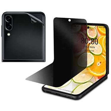 Imagem de 2 películas protetoras de privacidade compatíveis com Galaxy Z Flip 3, 1 peça externa + 1 película interna antiespião, película macia, antiespião, antiarranhões, sem bolhas, adequado para Sansung Galaxy Z Flip 3 5G (fosco antiespião)