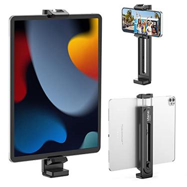 Imagem de ULANZI Adaptador de suporte de tripé para celular iPad com sapata fria, suporte universal para smartphone para tablet com placa de liberação rápida Arca de 1/4 polegadas, compatível com iPhone, iPad Surface Pro e mais