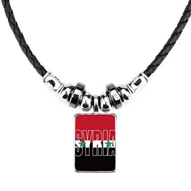 Imagem de DIYthinker Colar com nome da bandeira do país da Ásia, joia com torque, pingente de corda de couro