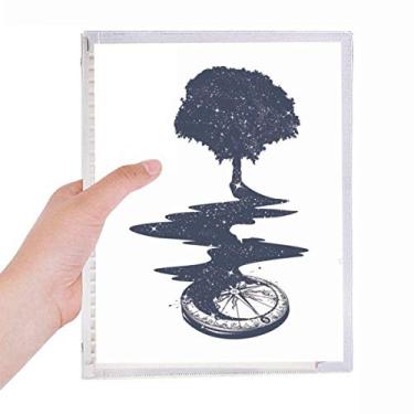 Imagem de Caderno com estampa de arte de árvore de bússola, diário de folhas recarregáveis