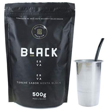 Imagem de COPO DE TERERÉ ALUMÍNIO + BOMBA CLÁSSICA EPOX PRETA + BLACK ERVA 500G (Menta Black)