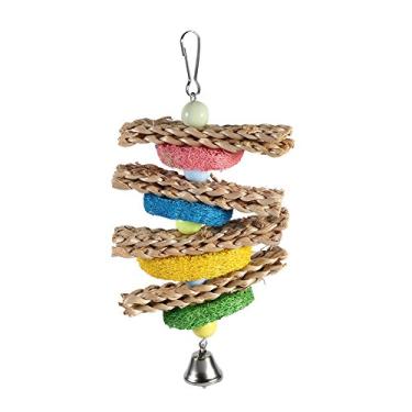 Imagem de LZKW Brinquedos de gaiola de pássaros para bicar divertidos, brinquedos de mastigar papagaios feitos à mão, para pássaros e papagaios