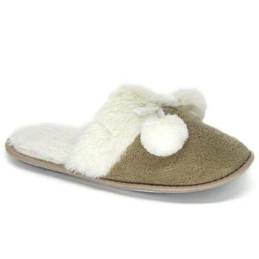 Imagem de Pantufa Feminina Adulta Europa Pompons Bege-Feminino