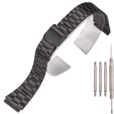 Imagem de Pulseira de relógio de substituição de aço inoxidável de 18 mm compatível com Casio F-108WH AE1200WH A168WA A158WA LA670WGA A700W acessórios de relógio feminino e masculino (preto)