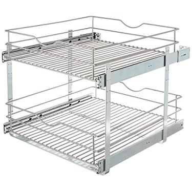 Imagem de Knape & Vogt RS-DBLMUB-20-FN 52,44 cm L x 55,24 cm P x 41,32 cm A, organizador de armário de puxar de camada dupla, x x, níquel fosco