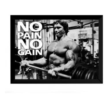 Imagem de Quadro No Pain No Gain Arnold Musculação Poster Moldurado - Fanarte