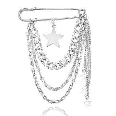 Imagem de Broche de segurança de xaile retrô para mulheres, acessórios de roupas, broche, corrente punk, broche, para meias, casaco, gola, broche de xale, y2k, jeans, sapato, alfinete, borla, berloques,