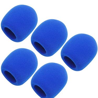 Imagem de Fielect 5 peças capa de microfone esponja espuma microfone capa de microfone de mão protetor de para-brisas proteção micro filtro de espuma azul para transmissão KTV