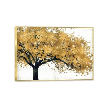 Imagem de Nordic VintageGold Frame Trees Posters Modern Pop Wall Art Canvas Prints Trees Landscape Painting on the Wall Picture Cuadros Decor 42x30cm (17x12in) Moldura dourada