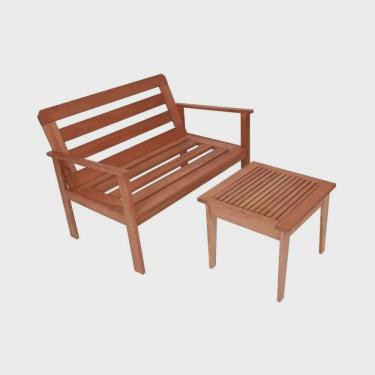 Imagem de Conjunto Sofá e Mesa de Centro Madeira Maciça