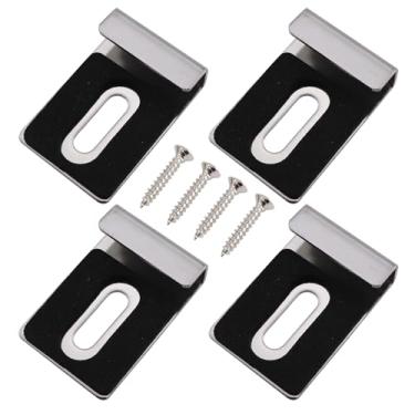 Imagem de CTWHA Kit de suporte de espelho de metal com 8 peças de grampos de vidro com parafusos de borracha prateados, resistentes, ferragens, ferragens quadradas, acessórios de móveis para telas de quadro de