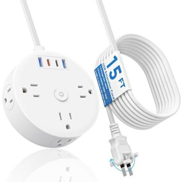 Imagem de Faixa de alimentação Yozisital de 15 pés com 6 tomadas 4 USB (2 USB-C)