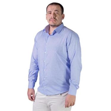 Imagem de Camisa Manga Longa Essencial Slim Masculina Ogochi 001520002 Azul, GG,