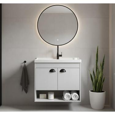 Imagem de Gabinete Armário para Banheiro 60cm MDF com Cuba - Crotone (Lineo)