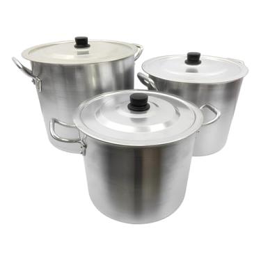 Imagem de Kit 3 Caldeirão Panela Grande Industrial Alumínio Hotel Restaurante Bar Sopa Panela(Kit 3 Caldeirão)