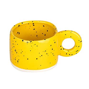 Imagem de Caneca 300 ml/286.3 g Anel criativo alça cerâmica caneca de café cores brilhantes leite copo de café escritório casa bebidas seguro microondas casal copos de água caneca de café (cor: amarelo)