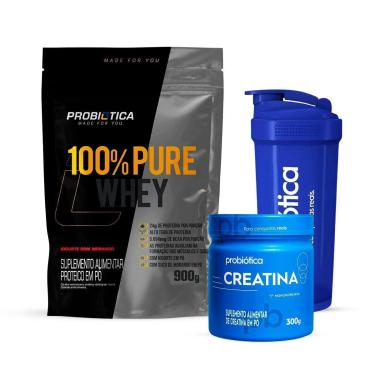 Imagem de Combo Whey 100% Pure 900g, Creatina 300g e Coqueteleira-Unissex