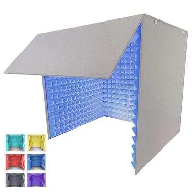 Imagem de JYXYXSCP Estúdio de gravação portátil, cabine de isolamento de microfone, gabinete à prova de som para estúdio doméstico para gravação de música (azul)