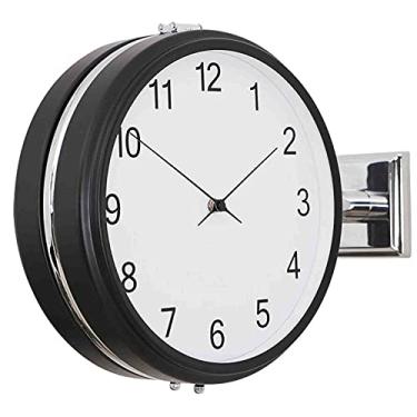 Imagem de Relógio de parede vintage relógio de parede retrô dupla face simples silencioso quartzo relógio de parede relógio redondo de ferro forjado para decoração de sala de estar - relógios de parede