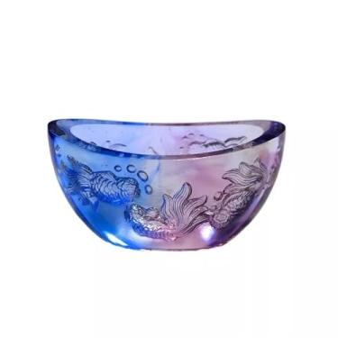 Imagem de CFGH6FDF Tanque de aquário estilo chinês Yuanbao modelagem de aquário vitrificado aquário tigela tesouro ornamentos pequena casa sala de estar vinho entrada Feng Shui atrair riqueza decorações aquário