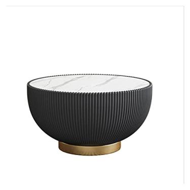 Imagem de Mesa de centro mesa de centro combinação redonda sala de estar pequena mesa redonda mesa lateral hotel mesas centrais minimalistas modernas (cor: preto-1)