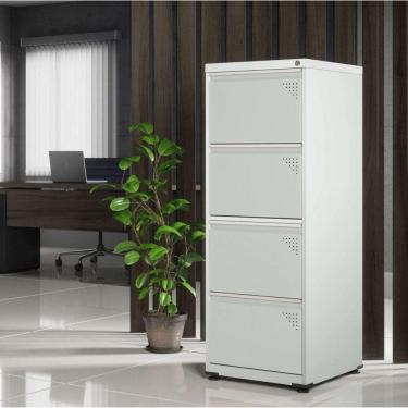 Imagem de Gaveteiro Arquivo em Aço 4 Gavetas Pandin Móveis Cinza